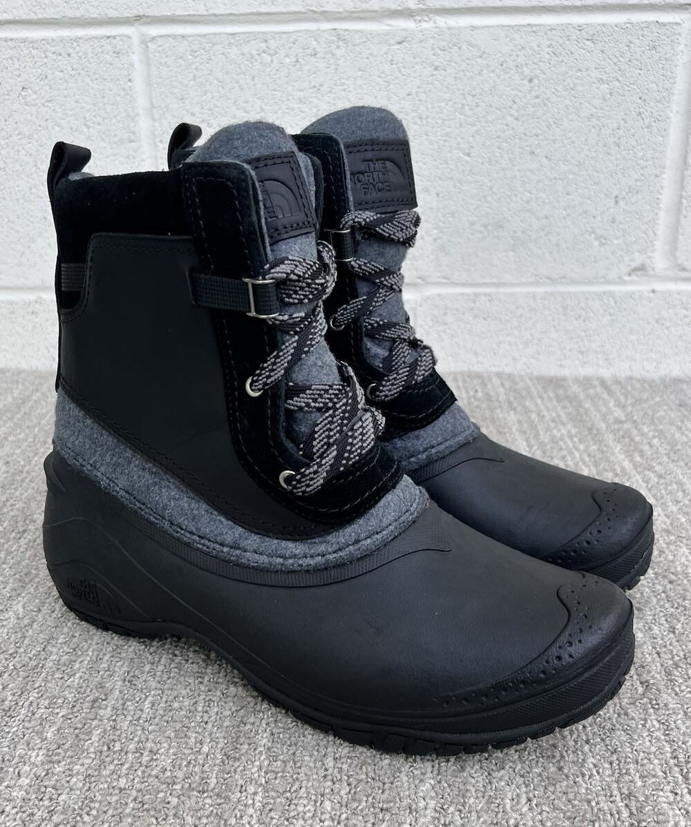 The North Face Shellista III Shorty Black Leather Boots Women's Size 8.5 US NEW